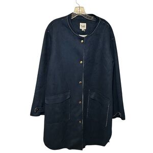 Women's Luii Navy Blue Long Sleeve Snap Front Coat Size XL Soft & Warm